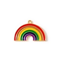 Regenboog emaille bedel in goudkleur met een ronde ring voor DIY sieraden maken - Regenboog / Kleurrijk