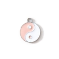 Pink and white Tai Chi Yin Yang charm pendant with silver plating for DIY jewelry - Pink Silver Plated