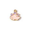 Pendentif dinosaure rose émaillé doré pour bracelets et colliers faits main - Rose