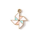 Colorful windmill pendant in gold finish with enamel inlay for DIY jewelry making - Pink Blue White Gold Plated