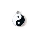 Classic Tai Chi Yin Yang pendant with silver plating and black and white enamel finish - Black Silver Plated