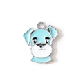 Pendentif chien schnauzer en émail bleu et blanc avec placage argent pour bracelets DIY - Bleu (Plaqué Argent)