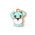 Pendentif en émail schnauzer bleu clair et blanc pour bracelets DIY enfant - Bleu Plaqué Or