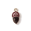 Cute dark red and black enamel acorn charm pendant for DIY bracelets and necklaces - Dark Brown Gold Plated