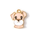 Pendentif schnauzer en émail rose et blanc en alliage doré pour bracelets DIY - Rose Plaqué Or
