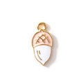 Cute pink and white acorn pendant charm in gold-plated alloy for DIY jewelry - White Gold Plated
