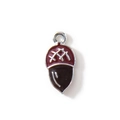 Cute red and brown enamel acorn charm with silver plating for DIY jewelry making - Dark Brown Silver Plated