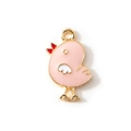 Pendentif poussin rose en émail et alliage doré pour bijoux DIY et accessoires - Rose Plaqué Or