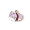 Pendentif chat sushi en émail violet avec boule de riz blanc et anneau métallique - Violet