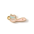 Pink toothbrush and blue toothpaste enamel charm with gold plating for DIY jewelry - Pink