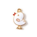 Pendentif poussin en alliage doré avec émail coloré pour création de bijoux DIY - Blanc Plaqué Or