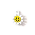 Ciondolo a margherita in lega con petali bianchi e faccina sorridente gialla - Bianco