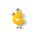 Pendentif poussin jaune en alliage avec nœud rouge pour porte-clés et bijoux DIY - Jaune Plaqué Argent