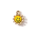 Ciondolo girasole sorridente giallo in lega d'argento per la creazione di gioielli DIY - Doratura