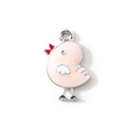 Pendentif poussin rose mignon en alliage avec nœud rouge pour bijoux DIY et sacs - Rose Plaqué Argent