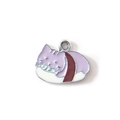 Pendentif chat sushi violet mignon en émail pour bijoux DIY et porte-clés personnalisés - Violet