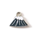 Zilveren Mount Fuji emaille bedel voor DIY armbanden en sleutelhangers op witte basis - Zwart Met Licht Goud Verguld