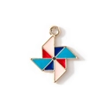 Colorful windmill alloy charm with red and blue enamel finish and gold plated edges - Pink Blue Red Gold Plated
