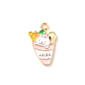 Cartoon cat crepe enamel pendant in gold alloy finish for DIY jewelry making - Pink Gold Plated