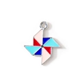 Colorful enamel windmill pendant charm with silver finish for DIY jewelry bracelets - Pink Blue Red Silver Plated