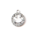 Zilveren smiley bedeltje met fonkelende steentjes voor het maken van DIY sieraden - Wit Verzilverd
