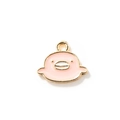 Roze emaille eend hanger met gouden metalen randen voor DIY sieraden maken - Roze Verguld
