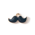Cartoon mustache pendant in black enamel with gold alloy trim for DIY jewelry - Black Gold Plated