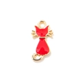 Schattige rode emaille kattenhanger met gouden randen en karabijnsluiting voor DIY sieraden - Rood Verguld