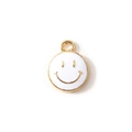 Colorful enamel smiley face pendant with gold plating for DIY jewelry making and crafts - White Gold Plated