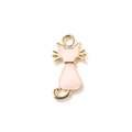 Roze emaille kattenbedeltje met gouden metalen rand voor DIY sieraden maken - Roze Verguld
