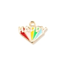 Pendentif en alliage en forme d'éventail avec émail arc-en-ciel et lettrage Happy - Forme d'Éventail Arc-en-Ciel / Arc-en-ciel Happy