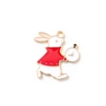 Pendentif lapin en alliage avec manteau rouge et montre à gousset pour bijoux DIY - Style Plaqué Or / Rouge