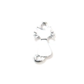 Polished silver alloy cat silhouette pendant with curly tail for DIY jewelry making - White Silver Plated