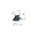 Pendentif lapin émaillé avec montre à gousset pour création de bijoux DIY - Style Plaqué Argent / Noir