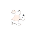 Pendentif lapin en émail avec gilet rose et montre à gousset pour bijoux DIY - Style Plaqué Argent / Rose