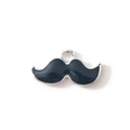 Cartoon mustache pendant in black enamel with silver alloy plating for DIY jewelry making - Black Silver Plated