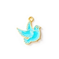 Colgante de paloma de la paz en aleación azul claro con borde dorado para pulseras - Azul Chapado en Oro