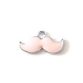 Pendentif moustache rose en alliage avec bordure argentée pour bijoux DIY - Rose Plaqué Argent