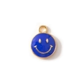 DIY colorful smiling face charm with navy blue enamel and gold plating for jewelry - Dark Blue Gold Plated