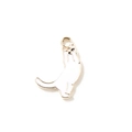 Pendentif chat blanc en émail avec bordure dorée et anneau pour la création de bijoux - Chat blanc / Chat Blanc Plaqué Or Clair