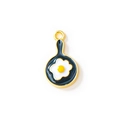 Cute DIY alloy gold plated miniature frying pan fried egg charm pendant for bracelets - Black Gold Plated