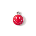 Red smiley face alloy pendant with silver-plated rim and enamel drip oil finish - Red Silver Plated