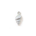 Silver conch seashell pendant for DIY jewelry with spiral texture and top ring - Silver