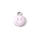 Pink enamel smiling face charm pendant with silver plating for DIY jewelry making - Pink Silver Plated