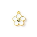 Ciondolo girasole fai-da-te in lega dorata con smalto bianco e faccina sorridente gialla - Bianco Placcato Oro