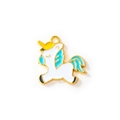 Cartoon unicorn pendant in white and blue enamel finish with gold-plated metal edges - Blue Gold Plated