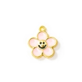 Ciondolo girasole rosa in lega con faccina dorata per gioielli e braccialetti fai da te - Rosa Placcato Oro