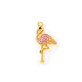 Pink rhinestone flamingo pendant in gold finish for jewelry making and keychains - Gold Plated Pink Rhinestone