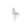 Sparkling flamingo pendant charm with white rhinestones and silver-plated alloy finish - Silver Plated White Rhinestone