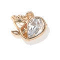 Golden heart pendant with drop-shaped crystal and rose motif for DIY jewelry making - White Gold Plated
